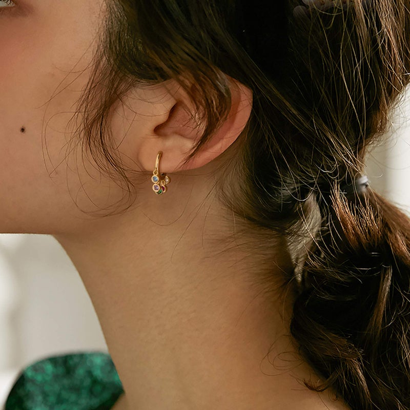 LOYATA Tassel Earrings Gold Dangle Huggie Hoop Rainbow Diamond Cubic Zirconia Round Dot Drop 14K Gold Plated Dainty Small Simple Hypoallergenic Jewelry Gift for Women - Image 2